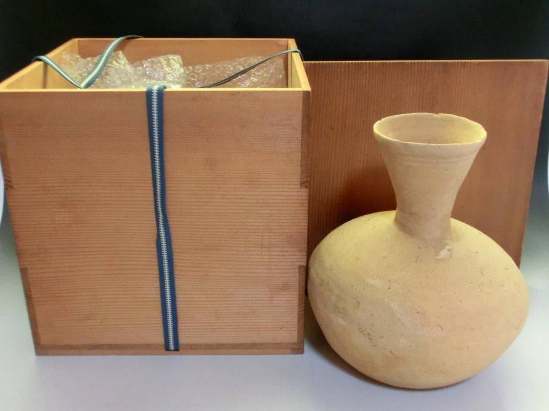土器■須恵器 発掘品 下蕪 丸壺 花瓶 大壷 古美術 時代物 骨董22.8cm■