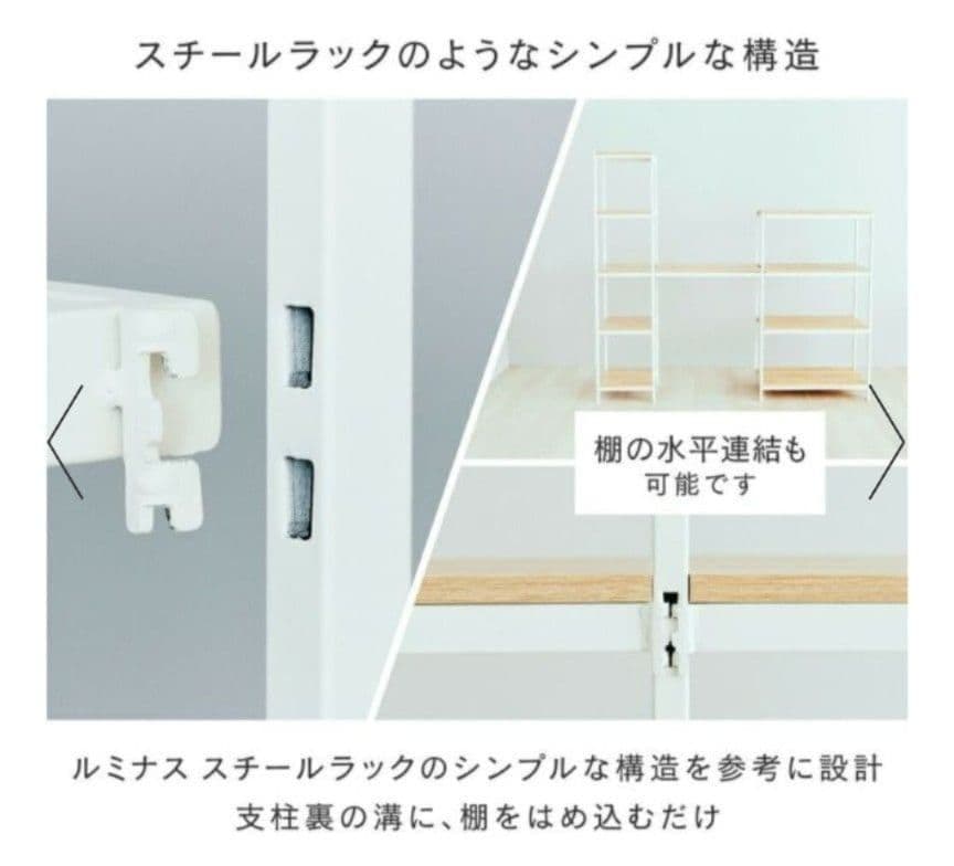 ウッドシェルフ アンドコネクト オープンラックNA/WH まとめ買い非対応