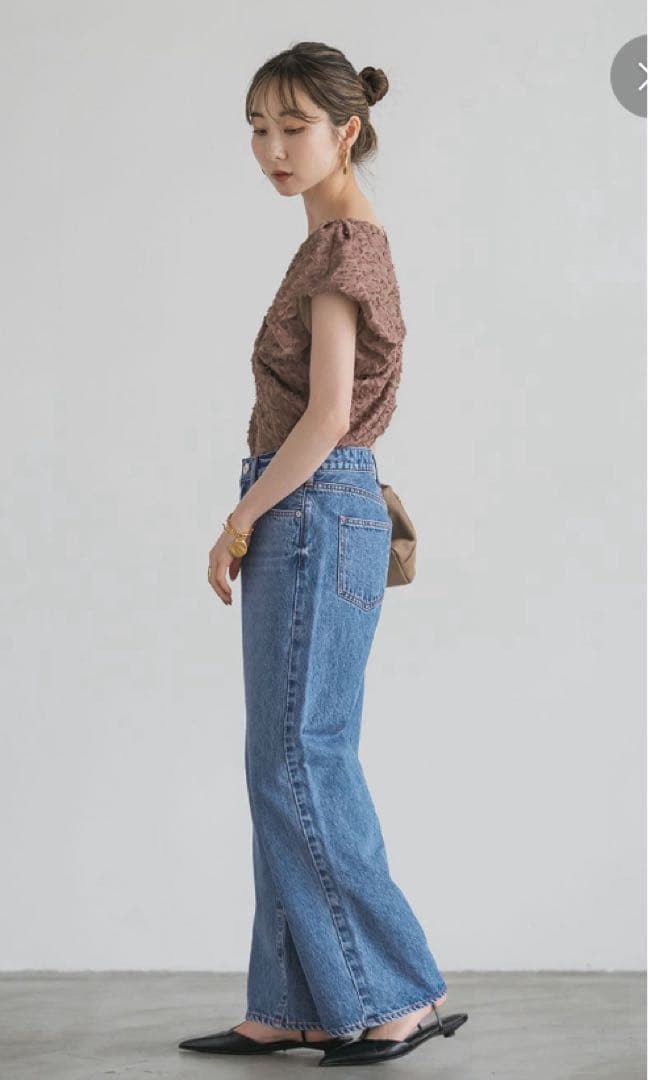 新品未使用⭐︎Noble レオパードジャガードデコルテVブラウス　キャメル