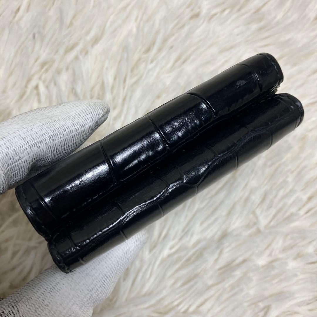 【美品】 バレンシアガ ペーパーウォレット クロコ型押し