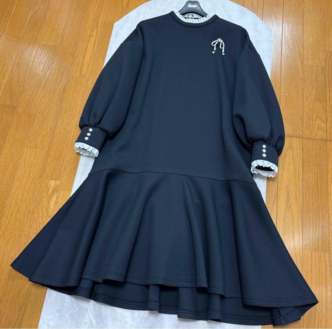新品 ルネ カットソーワンピース 36 ブラック