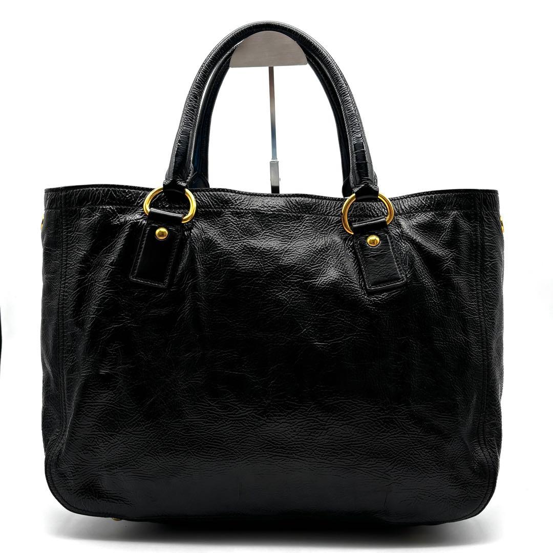 美品 プラダ 2way ショルダーバッグ トートバッグ ロゴ A4可 白タグ 黒