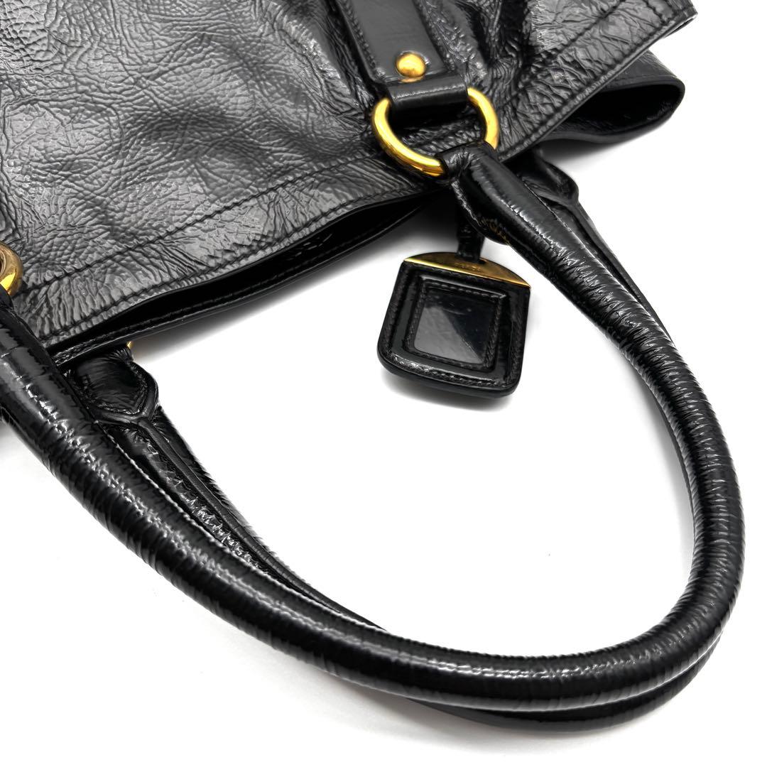 美品 プラダ 2way ショルダーバッグ トートバッグ ロゴ A4可 白タグ 黒
