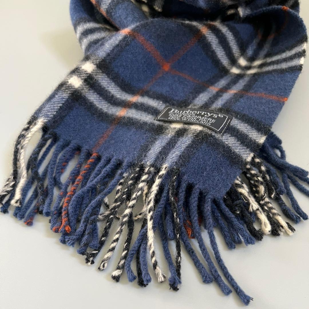 希少✨ Burberrys バーバリーズ カシミヤ マフラー ノバチェック 青