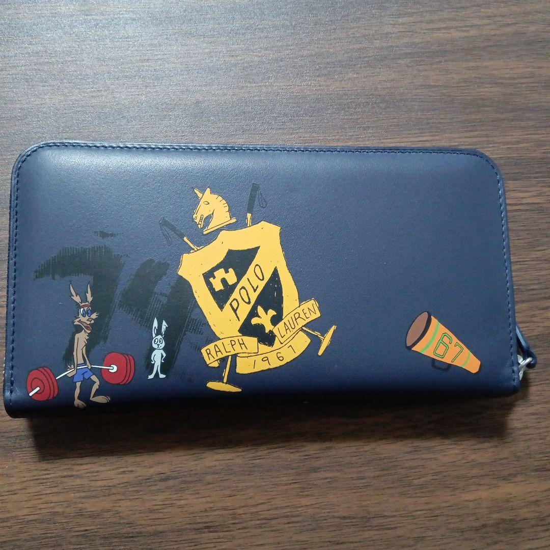 POLO RALPH LAUREN 長財布 紺色　本革　動物プリント　未使用品