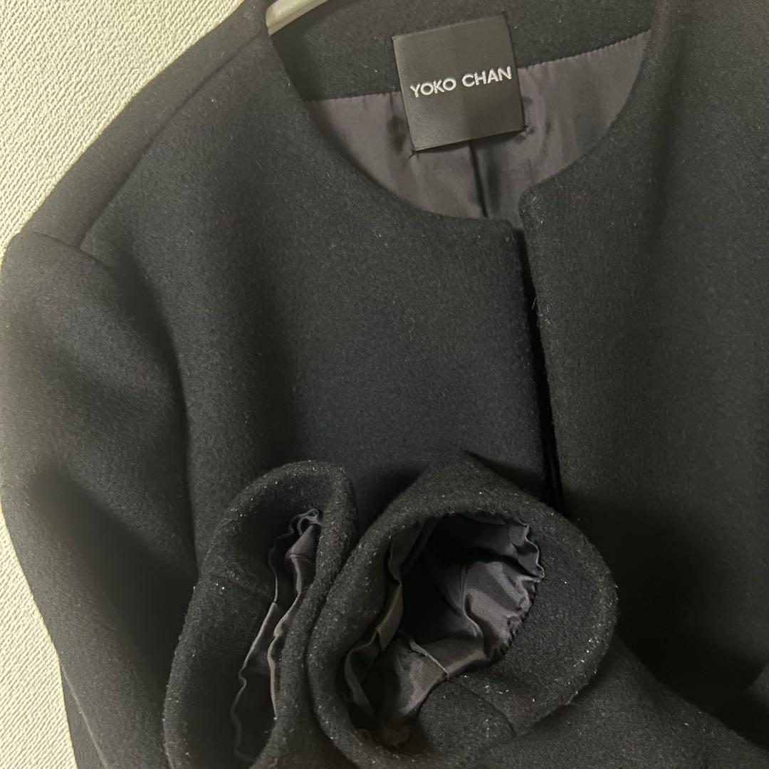 【美品】YOKO CHAN ヨーコチャン 日本製 ノーカラーコート 38 M