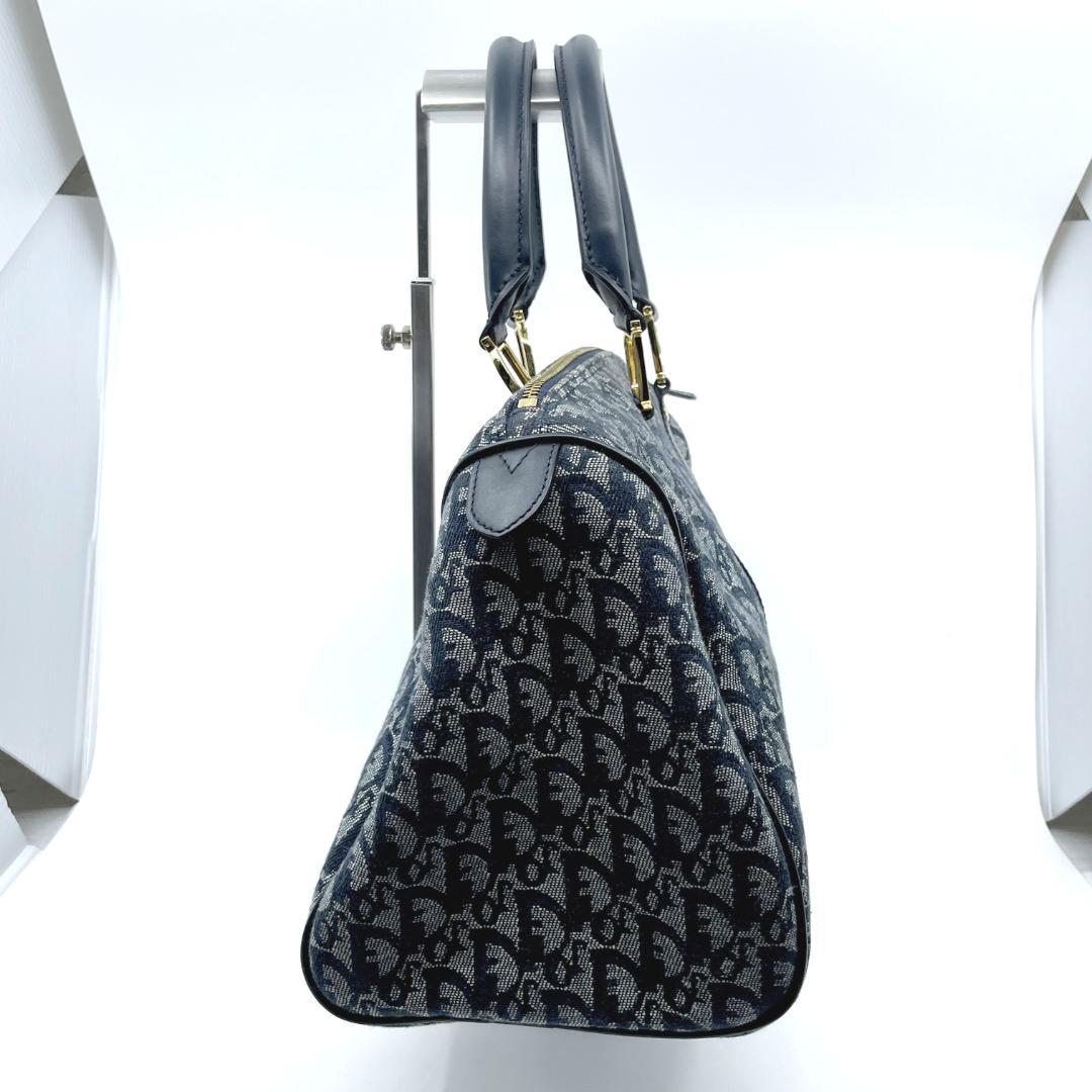 良品　Christian Dior トロッター　ミニボストン　D金具　ネイビー