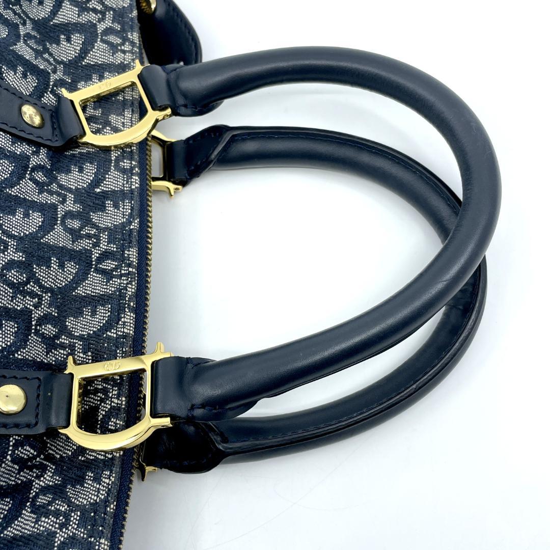 良品　Christian Dior トロッター　ミニボストン　D金具　ネイビー