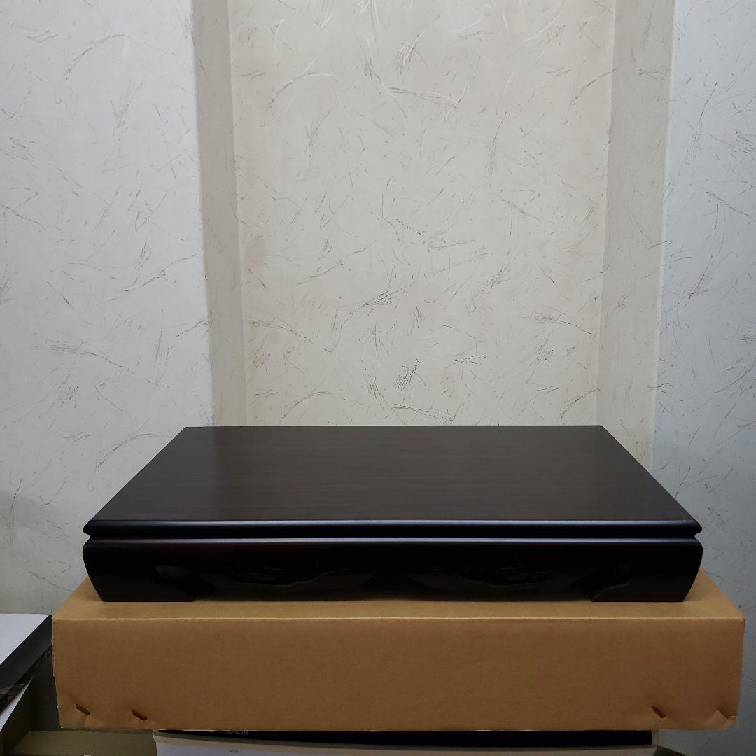 蔵出し特価黒檀花台　鶴亀彫り 花瓶台 黒 1.8尺箱付き　55×33×8cm