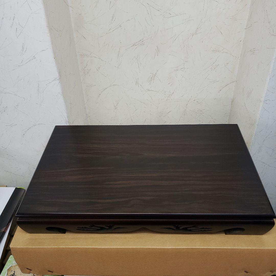 蔵出し特価黒檀花台　鶴亀彫り 花瓶台 黒 1.8尺箱付き　55×33×8cm