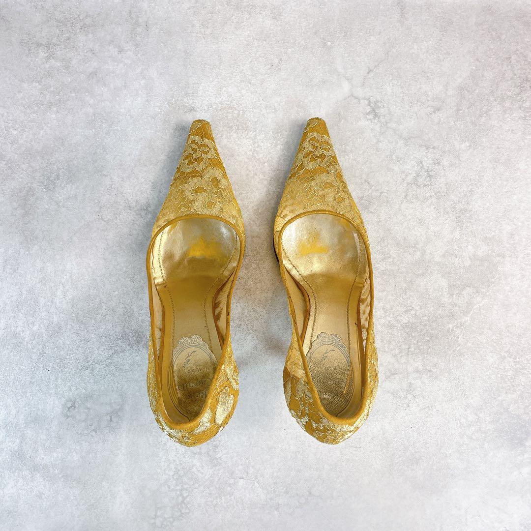 Rene’ Caovilla Gold Lace Pumps 36 1/2