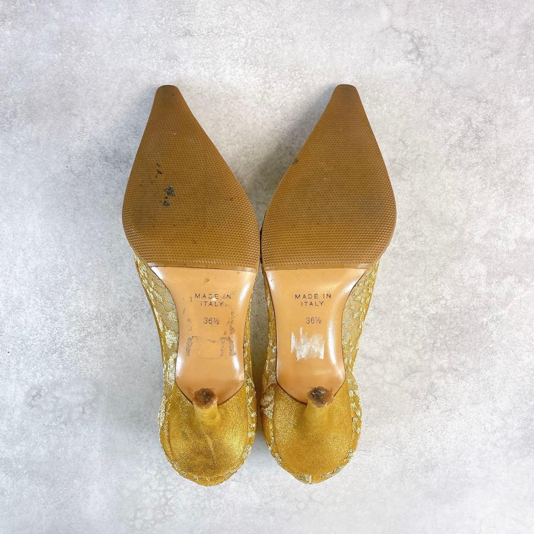 Rene’ Caovilla Gold Lace Pumps 36 1/2