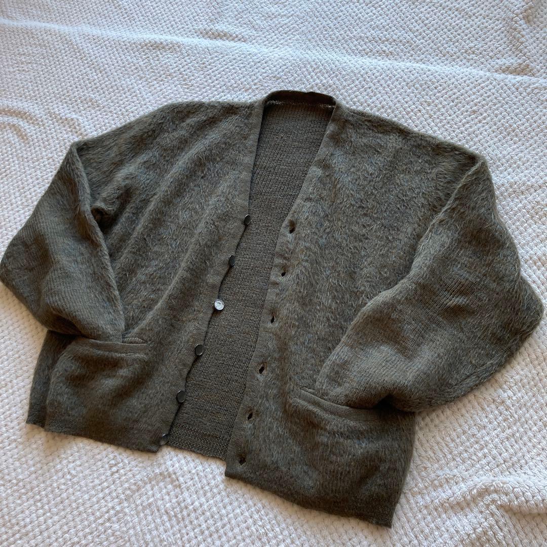 ビッグサイズ 60s モヘア カーディガン 毛足長 オリーブ campus XL
