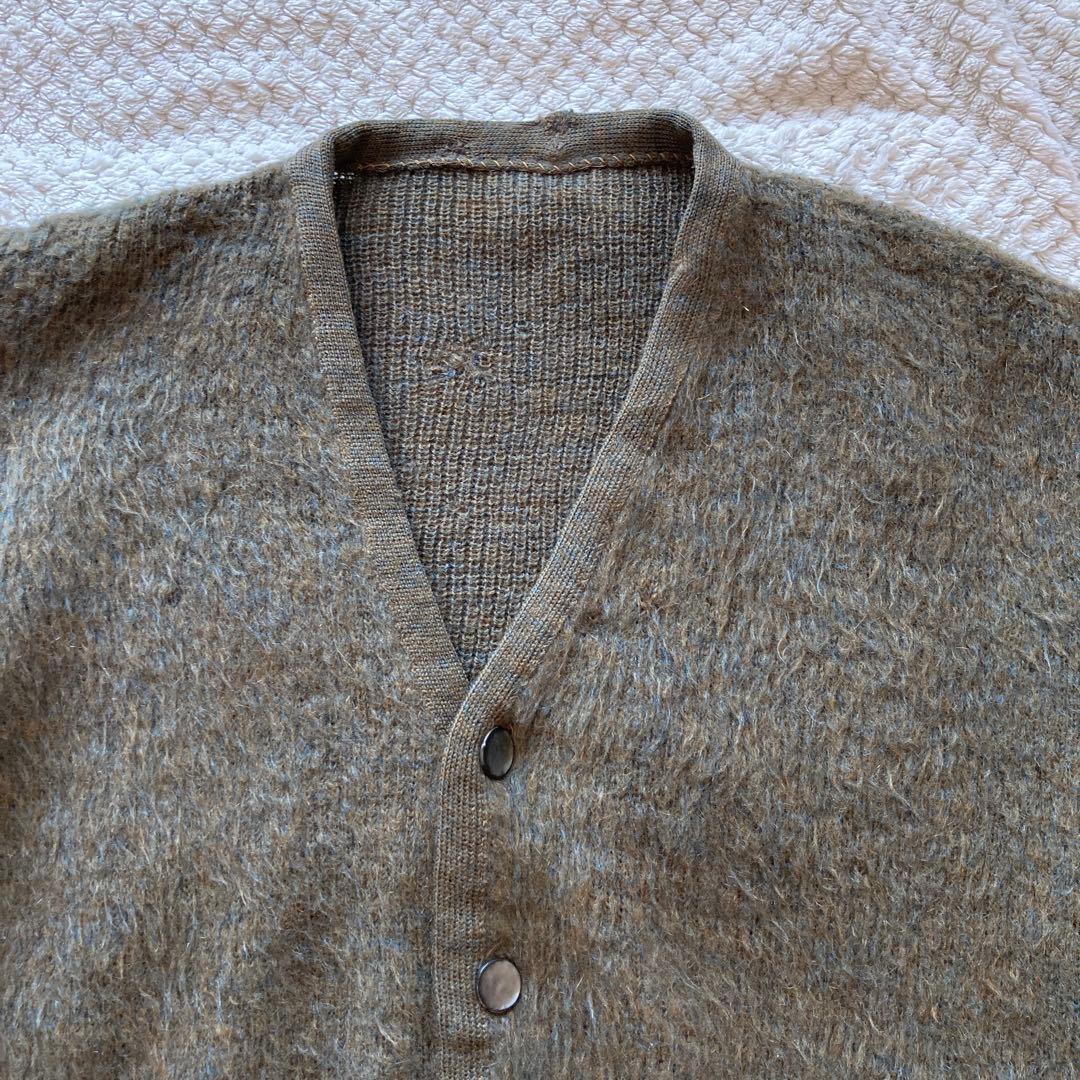 ビッグサイズ 60s モヘア カーディガン 毛足長 オリーブ campus XL