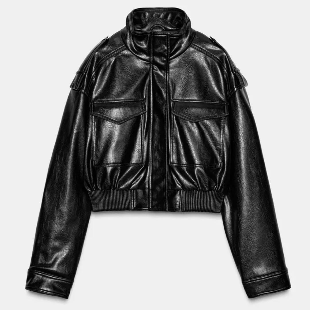 ZARA ストラップ付きフェイクレザージャケット