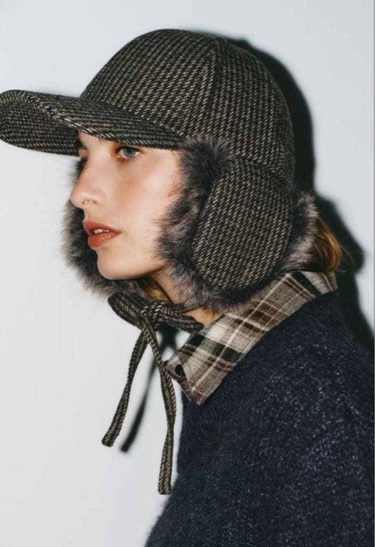 新品タグ付き✳︎zara 新作完売イヤーマフ付きフライトキャップ　ラスト1️⃣