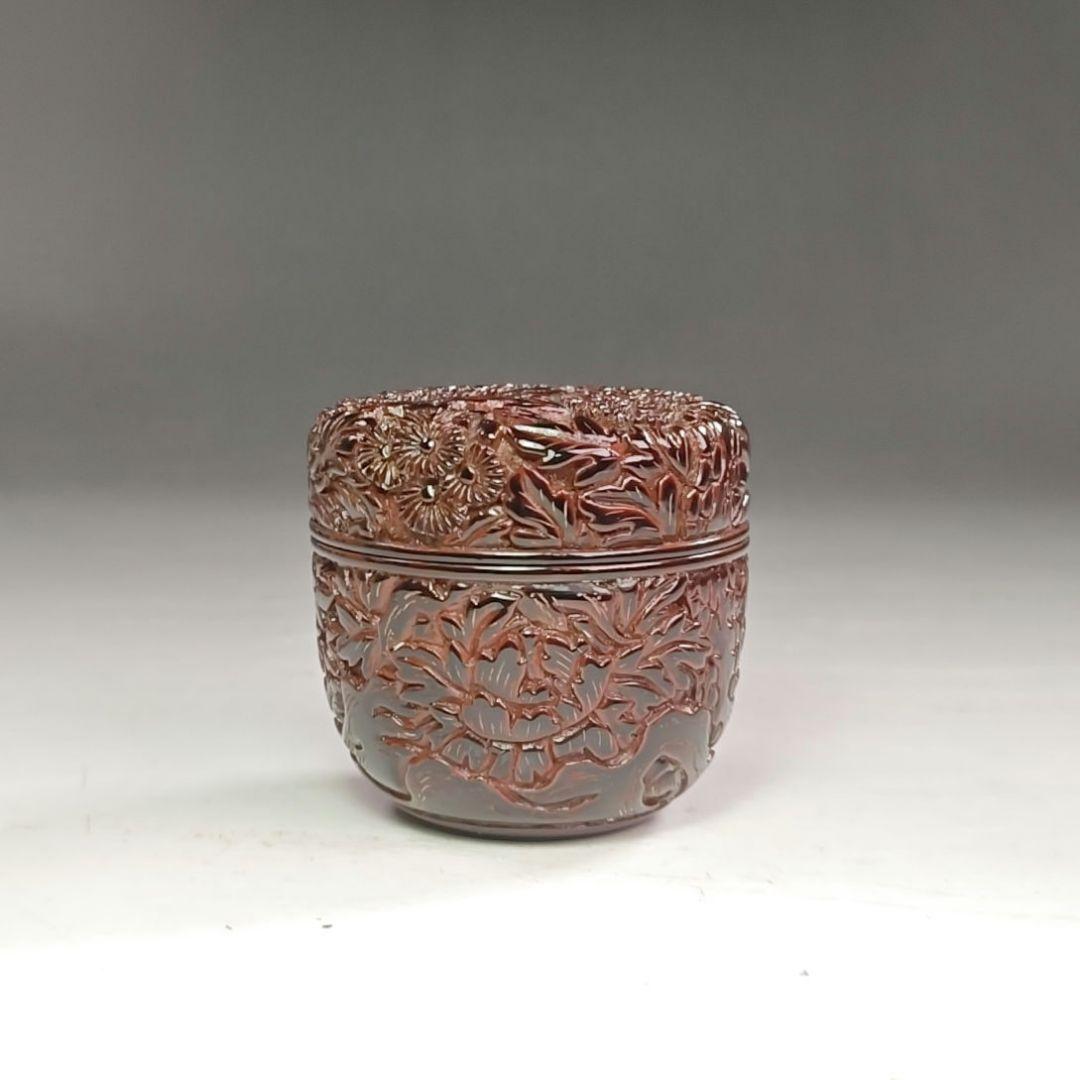 ウ208 棗『三野原晃一作』『村上堆朱　　棗　共箱』茶道具　茶器　茶入