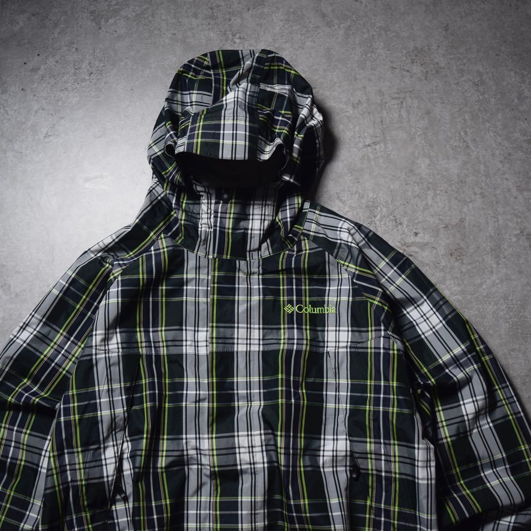 00s Columbia ナイロンシェルジャケット チェック柄 テック系 y2k