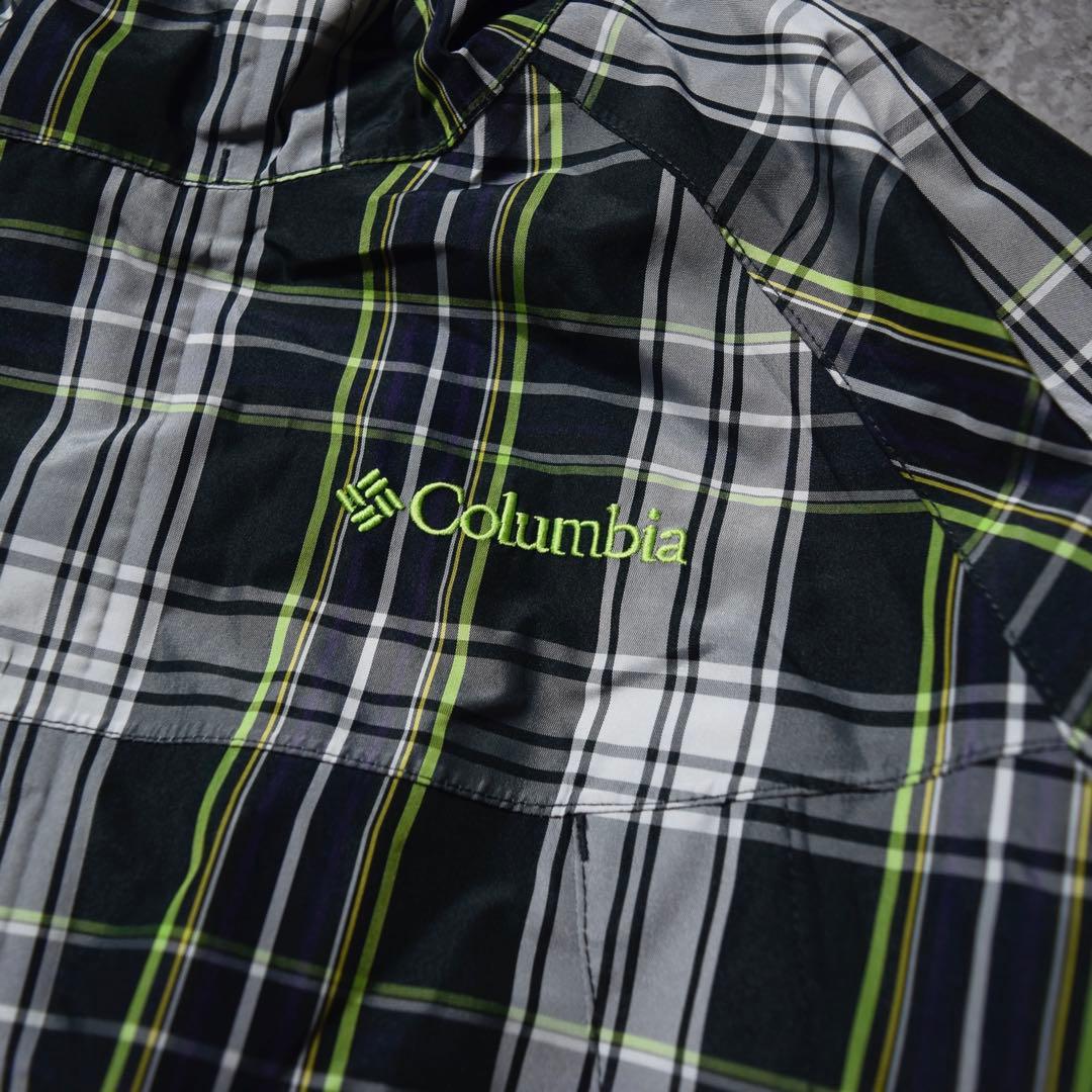 00s Columbia ナイロンシェルジャケット チェック柄 テック系 y2k