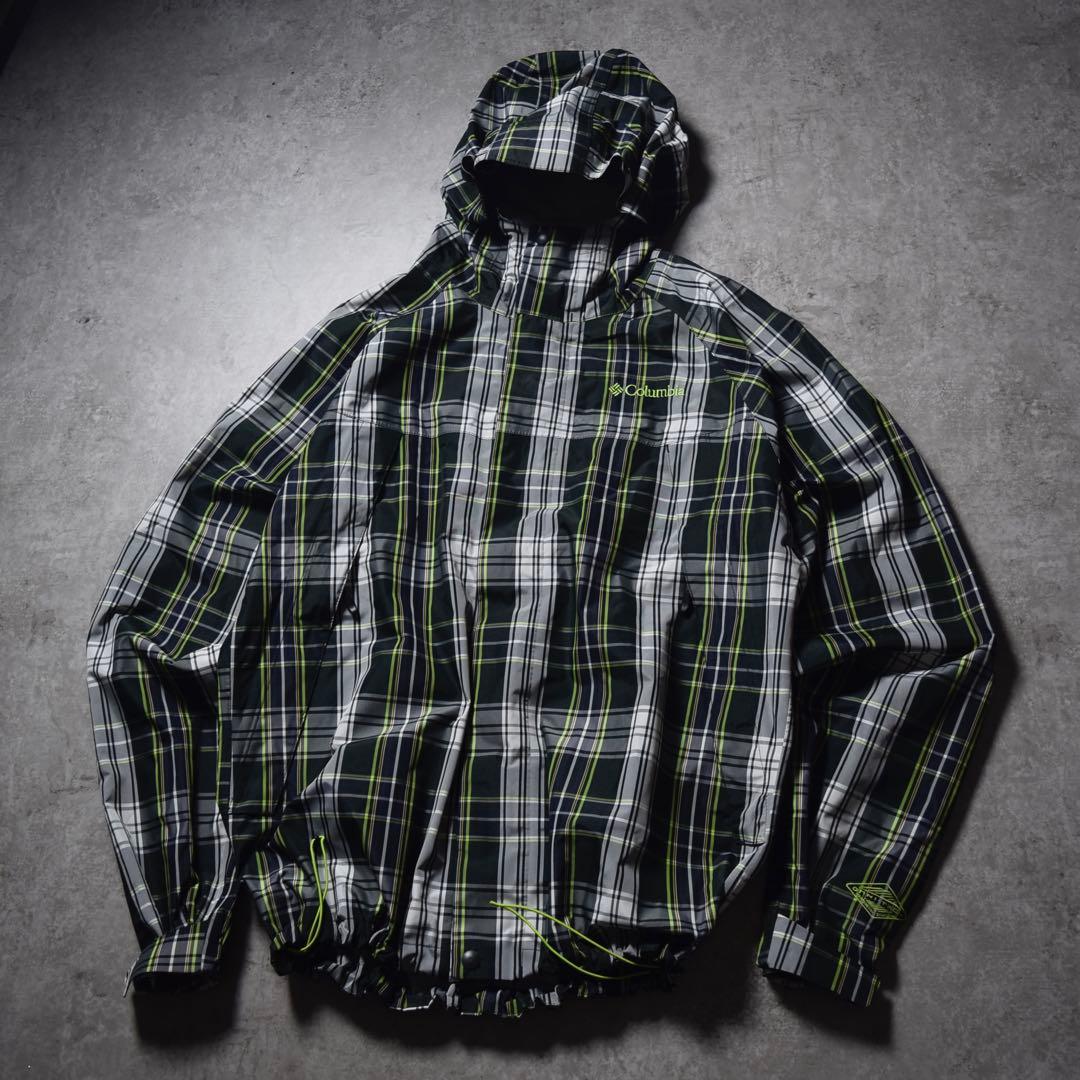 00s Columbia ナイロンシェルジャケット チェック柄 テック系 y2k
