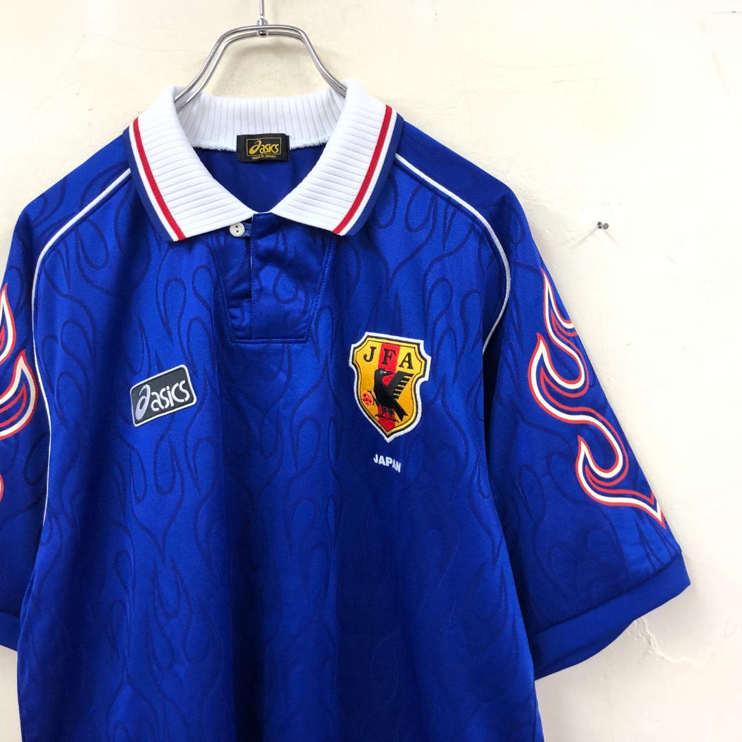 美品 98年 フランスW杯 日本代表 ユニフォーム asics ファイヤー 炎