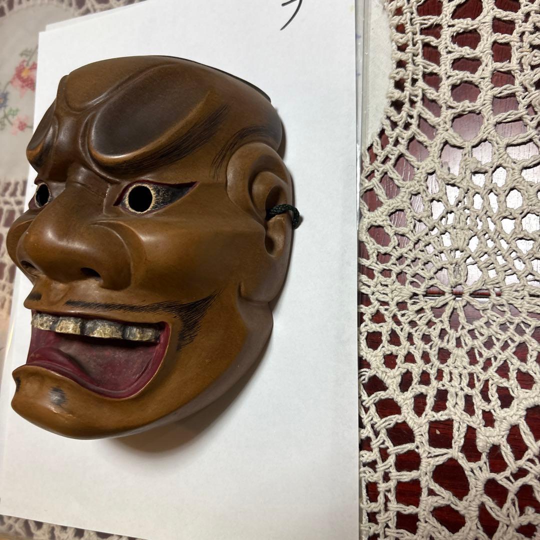 木製能面 茶色
