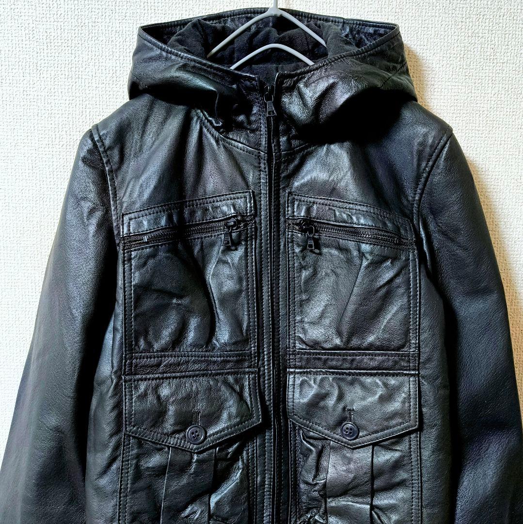 ヒステリックグラマー レザージャケット フーディ