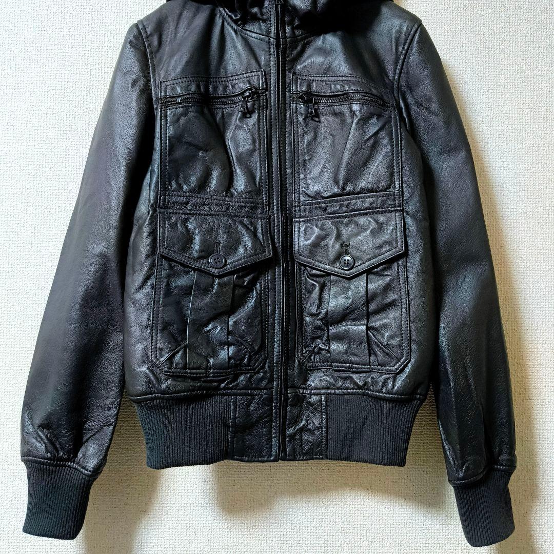 ヒステリックグラマー レザージャケット フーディ