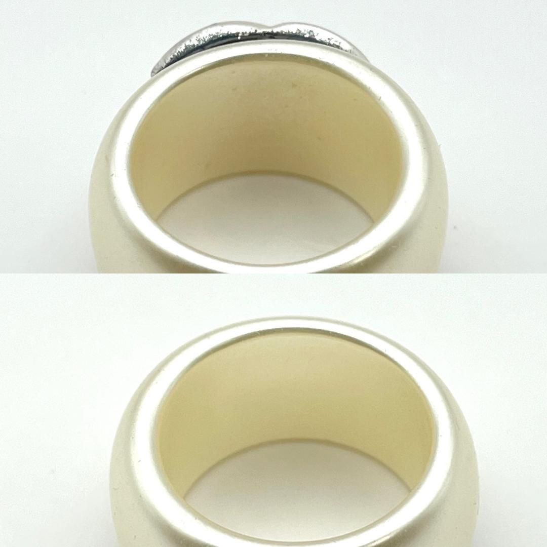 CHANEL シャネル ココマーク プラスチック リング クリーム シルバー