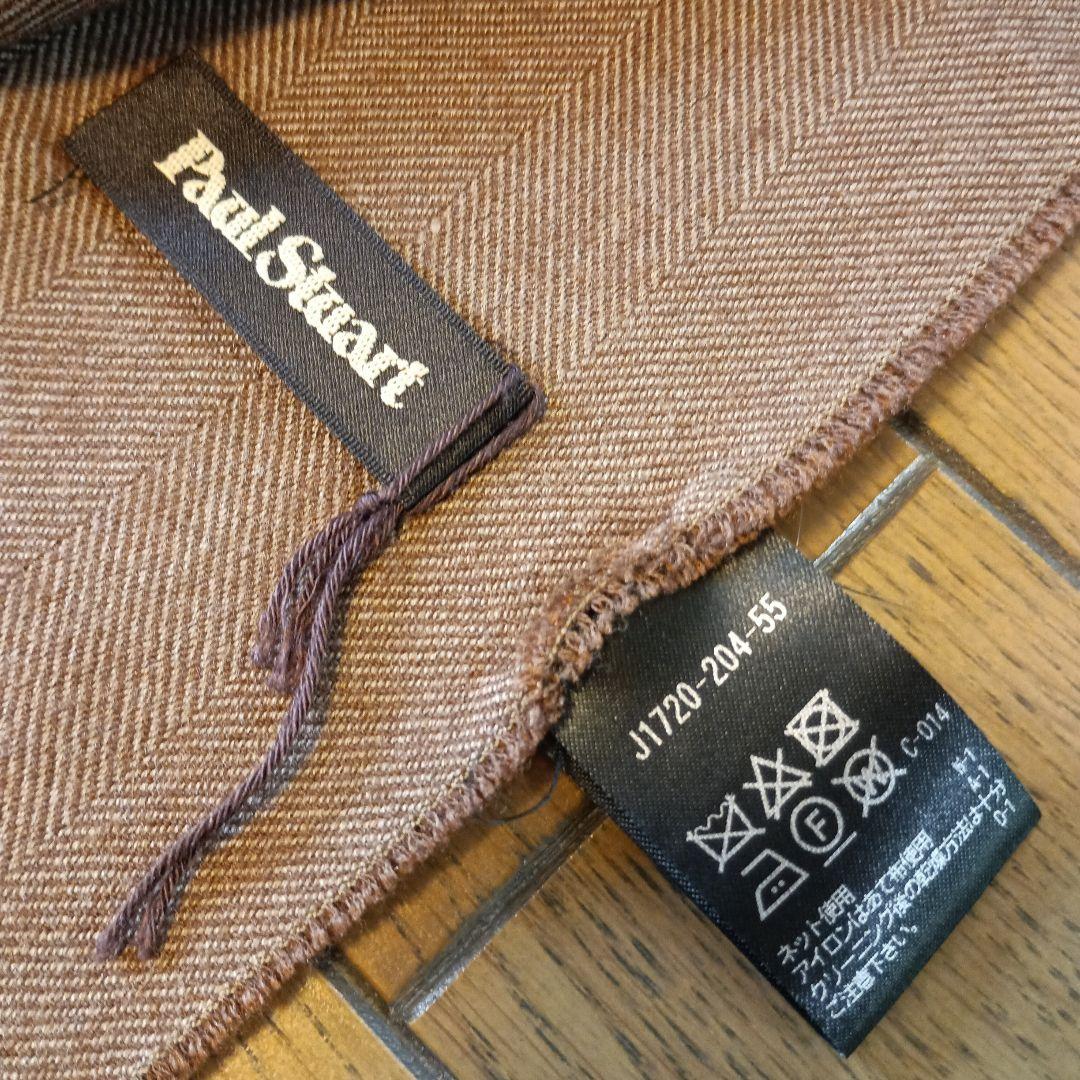 Paul Stuart ブラウン マフラー 美品 カシミヤ シルク