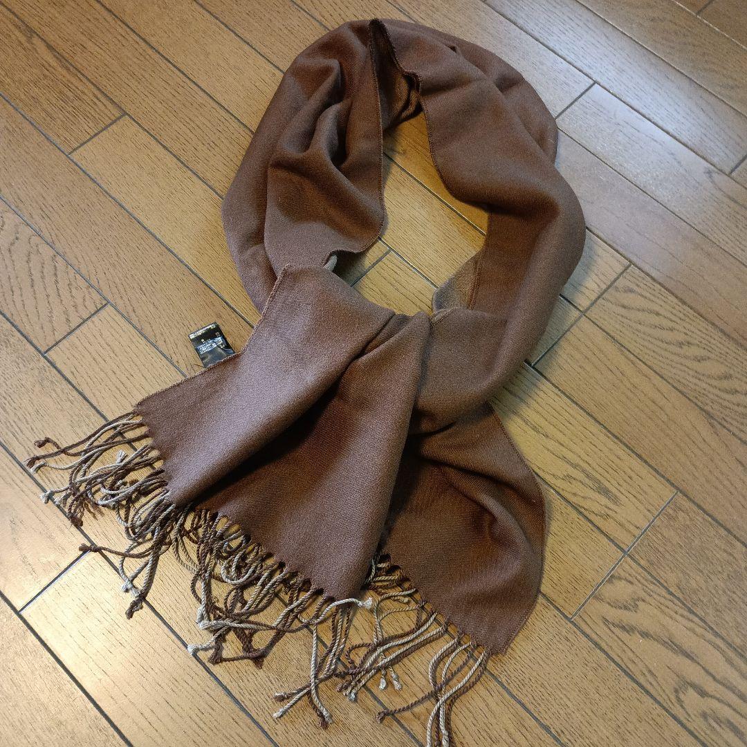 Paul Stuart ブラウン マフラー 美品 カシミヤ シルク