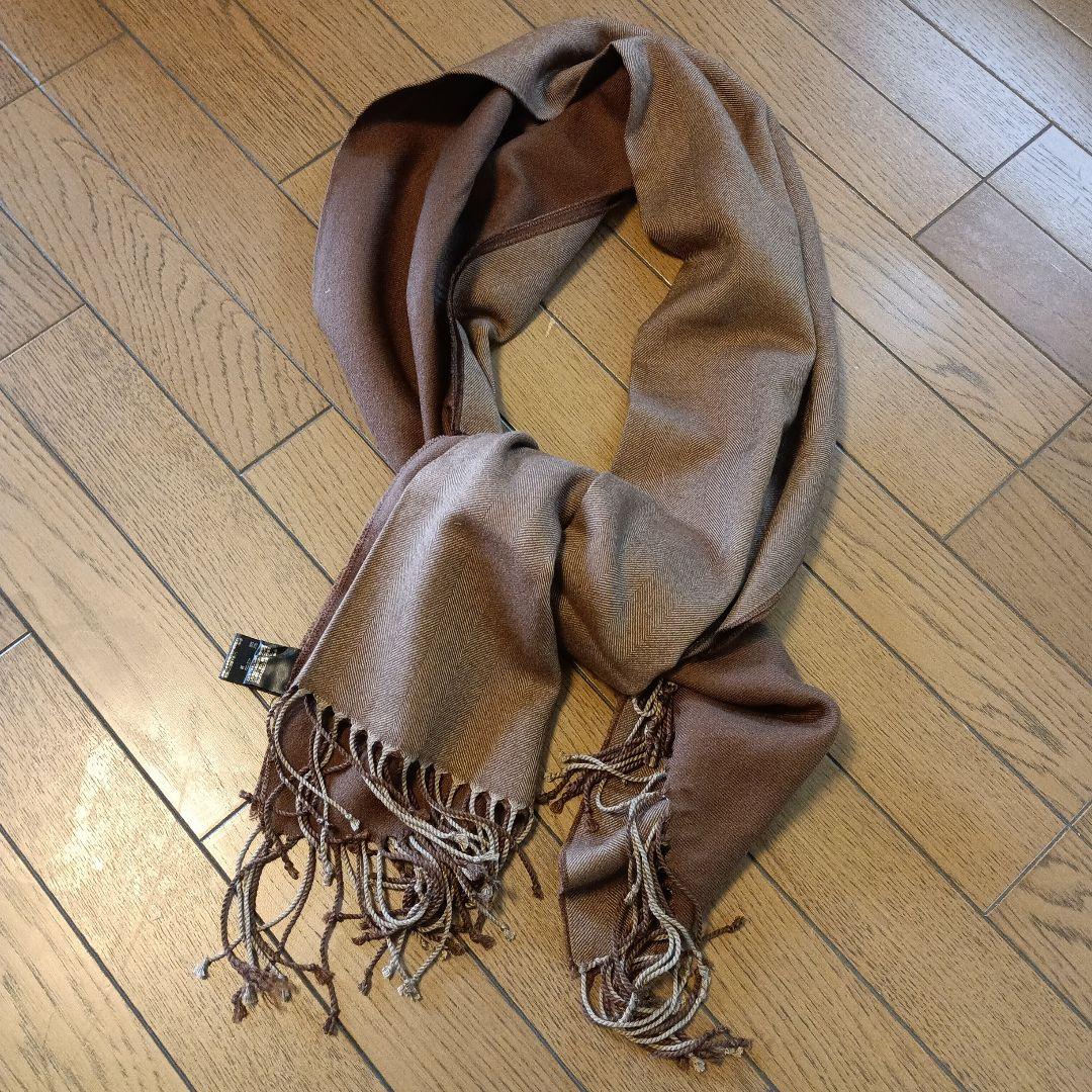 Paul Stuart ブラウン マフラー 美品 カシミヤ シルク