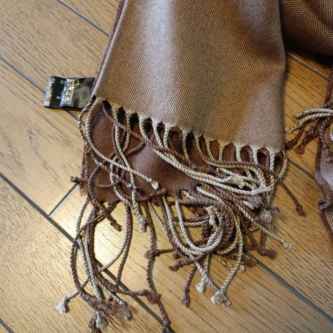 Paul Stuart ブラウン マフラー 美品 カシミヤ シルク