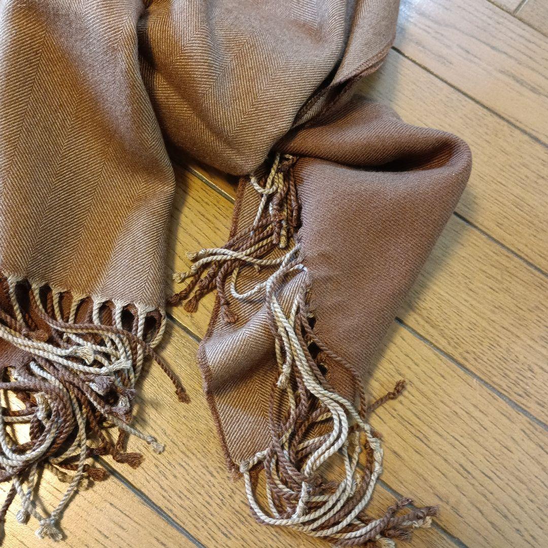 Paul Stuart ブラウン マフラー 美品 カシミヤ シルク