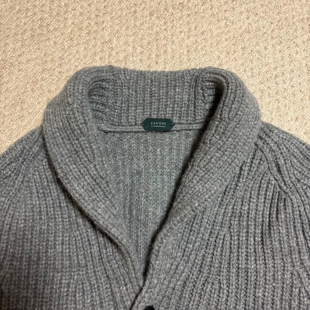 【美品】ZANONE ザノーネ ショールカラーカーディガン フィッシャーマン50