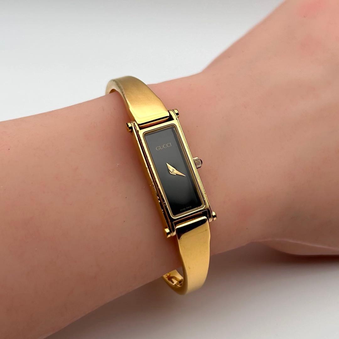 【稼働】GUCCI グッチ 1500 GOLD ゴールド バングルウォッチ
