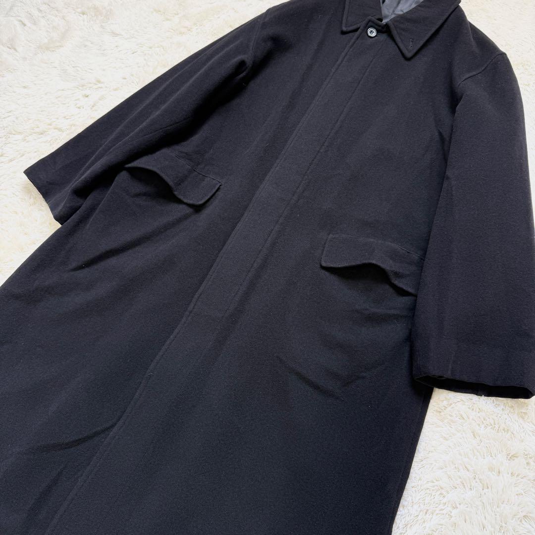 【美品】　五大陸　アンゴラ混　ロングコート　ステンカラーコート 黒 3XL