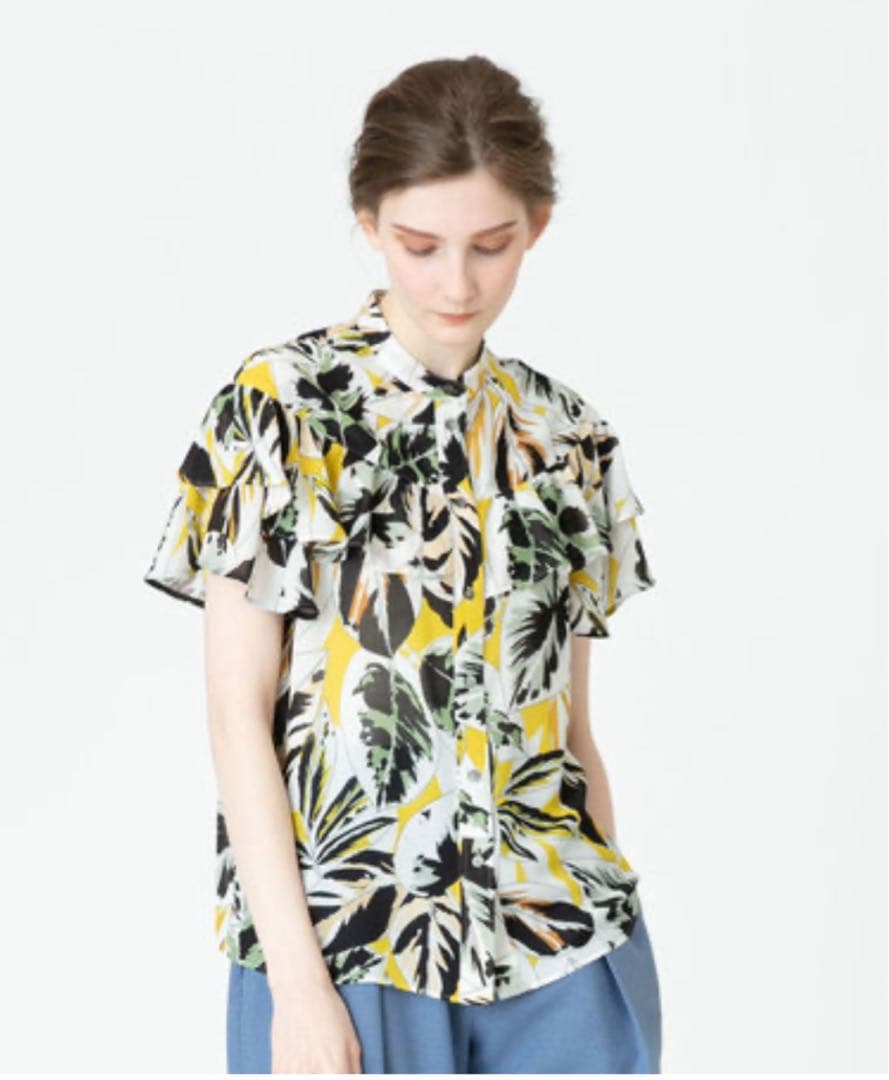 allureville【定価:26,400円】リーフプリントブラウス