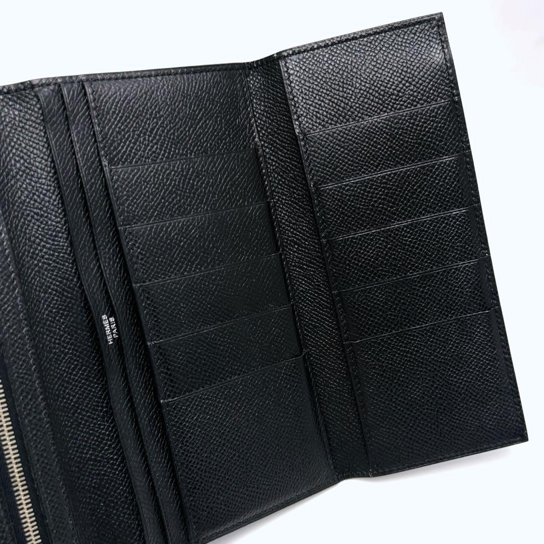 希少✨️HERMES エルメス 長財布 三つ折り べアン デュプリ 黒 ブラック