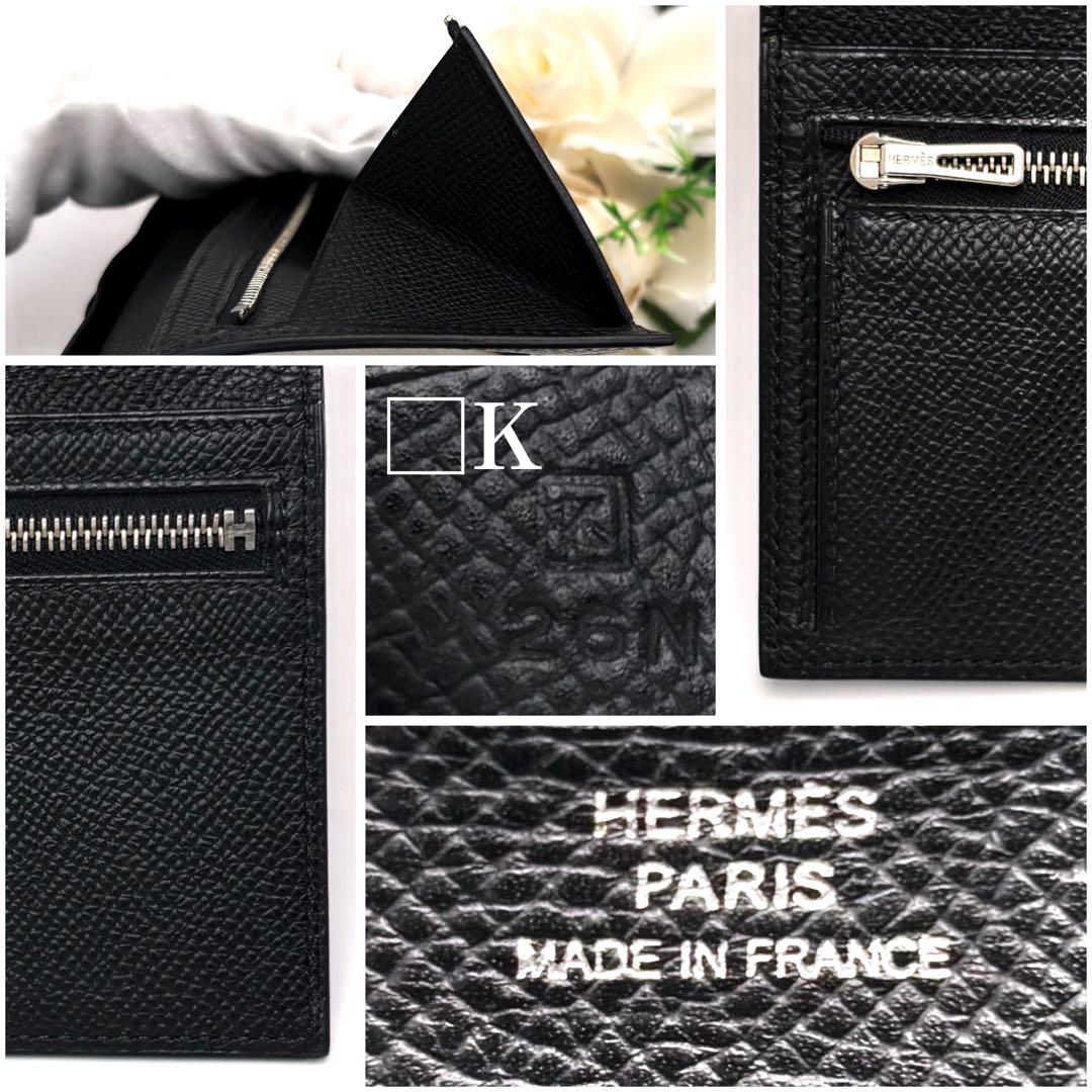 希少✨️HERMES エルメス 長財布 三つ折り べアン デュプリ 黒 ブラック