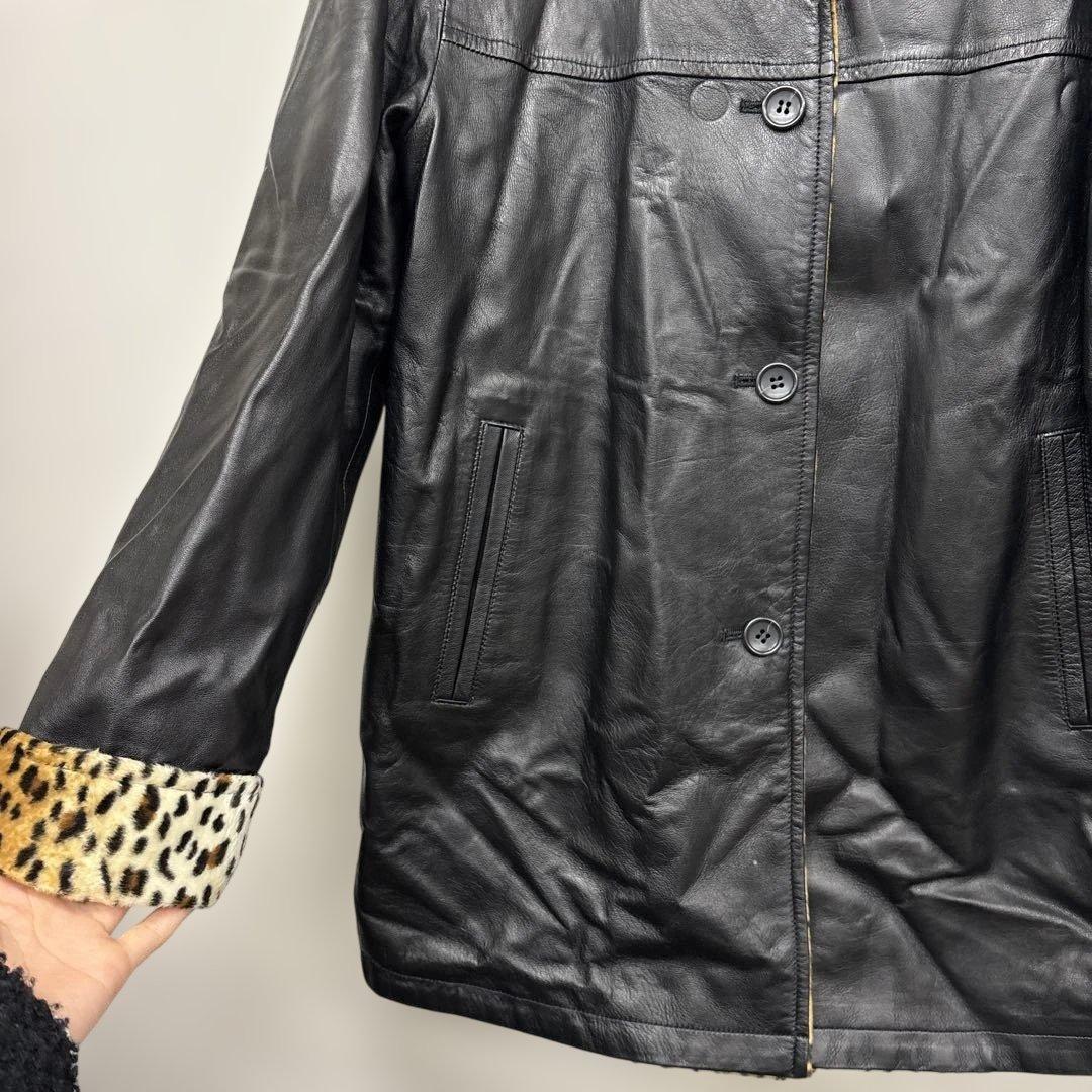 BALMAIN PARIS リバーシブル レオパード×ブラック レザーコート