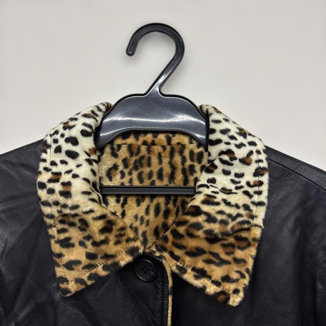 BALMAIN PARIS リバーシブル レオパード×ブラック レザーコート