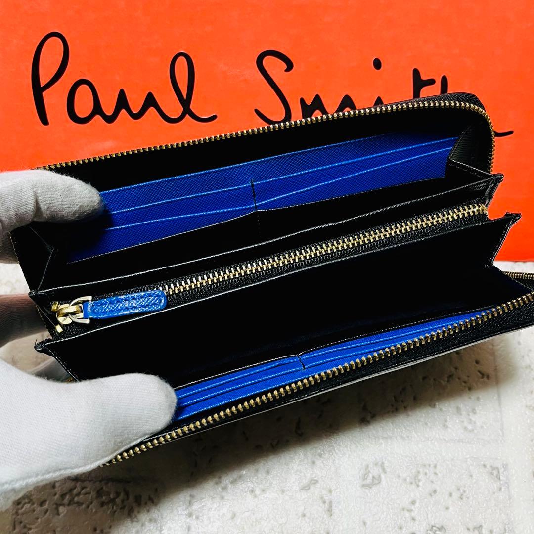良品 ポールスミス スミシーハート 長財布 ロングウォレット ブラック 9308