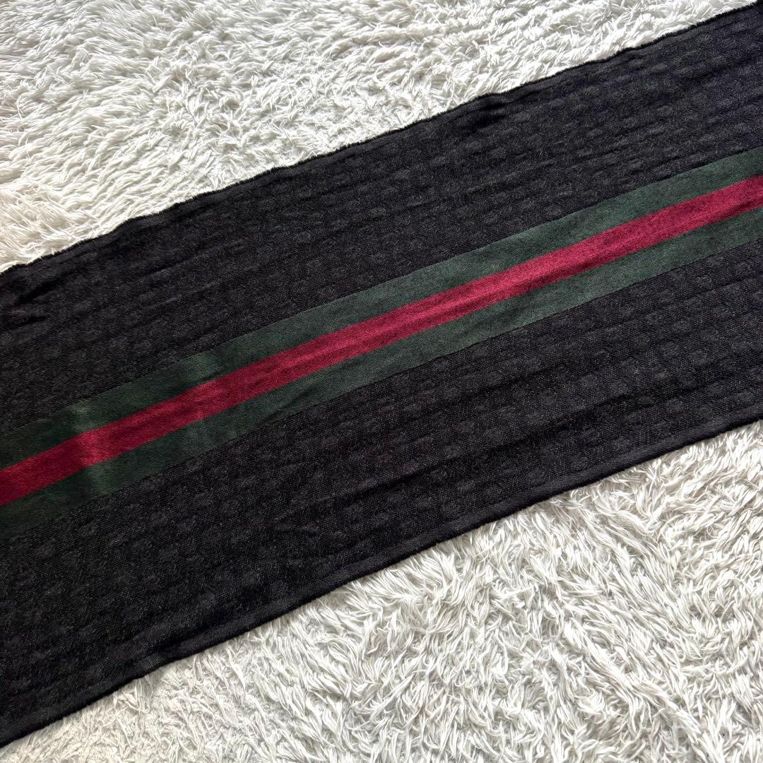 極美品　GUCCI グッチ　シェリーライン　マフラー　GG ウール　黒　ブラック