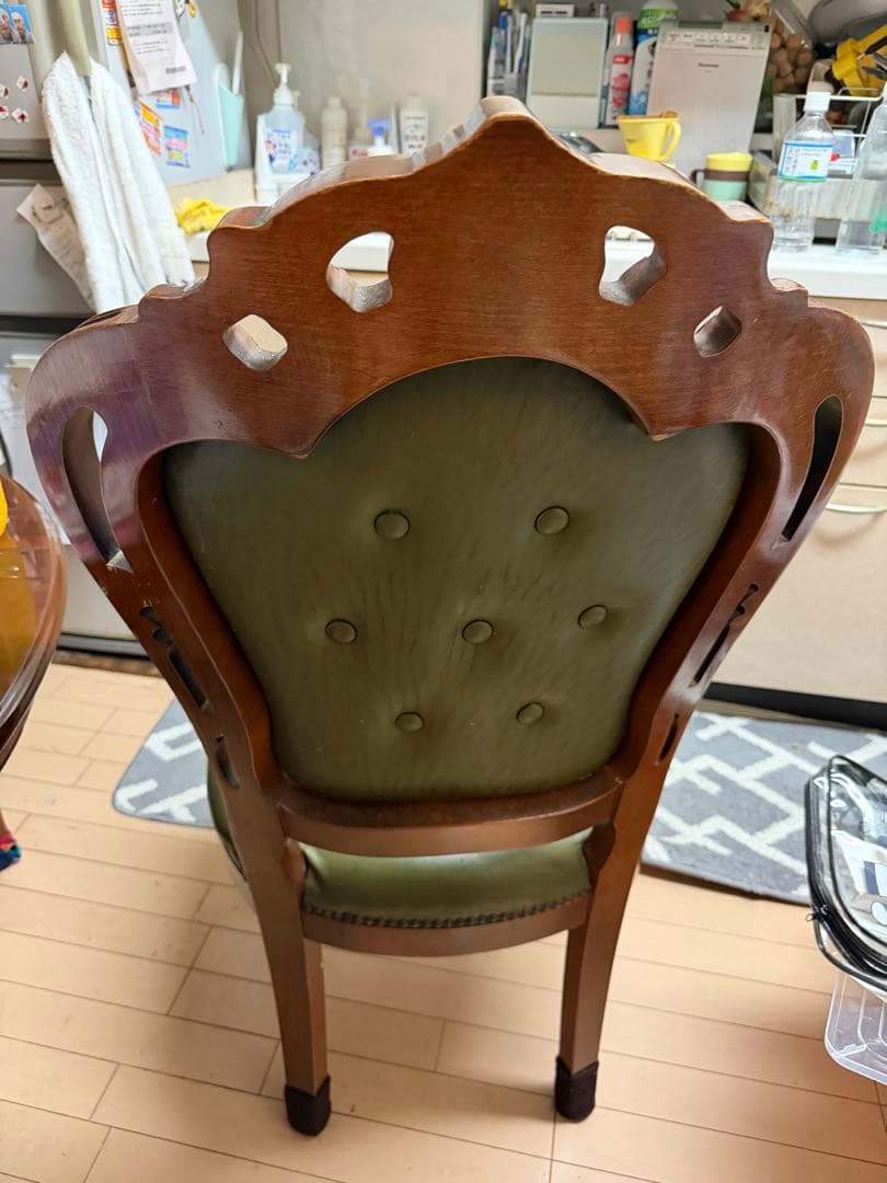 クラシックスタイル ダイニングチェア オリーブグリーン