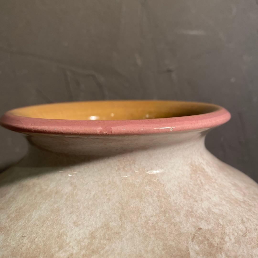 イタリア デルータ焼 フラワーベース ハンドペイント 花柄 未使用 アート美術品