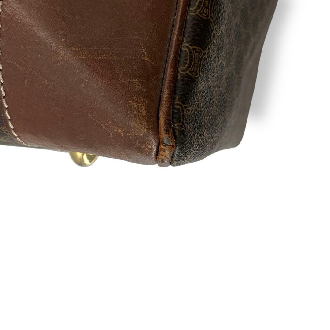 オールド　セリーヌ　ボストン　旅行　マカダム柄　ブラウン　PVCレザー　y2k