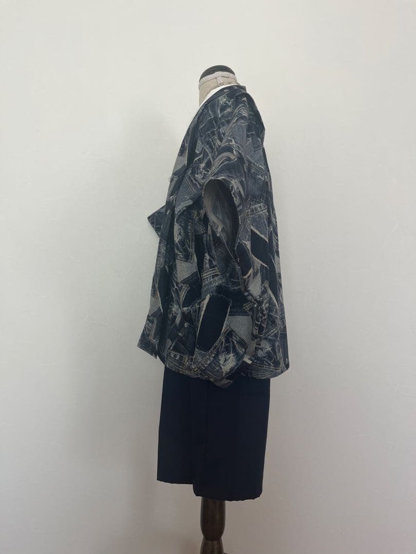 【新作・即納品】デニムネイビー　羽織袴セット　120cm