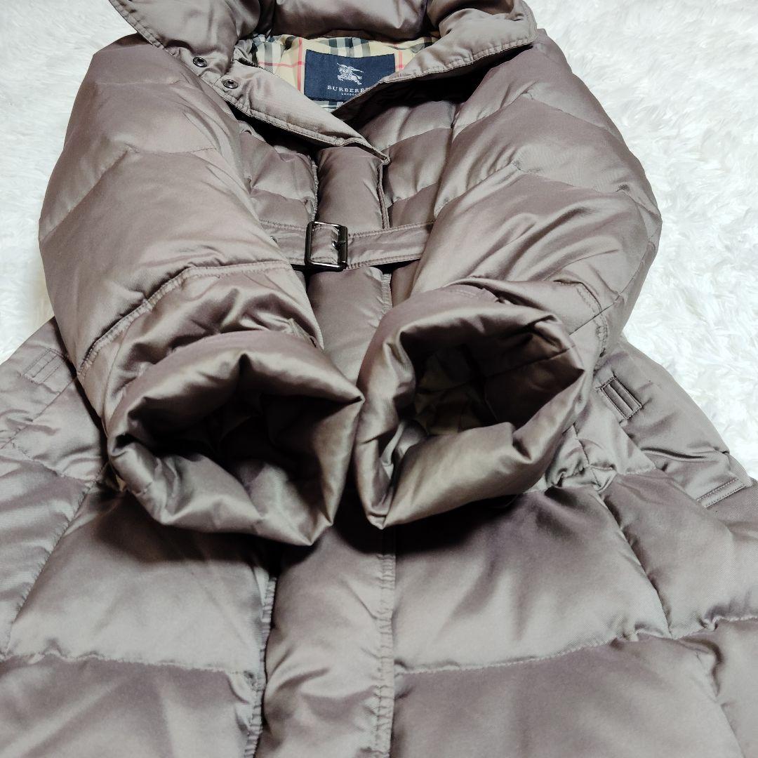 極美品 バーバリー ロンドン ダウンコート ピンクグレージュ 38 ノバチェック