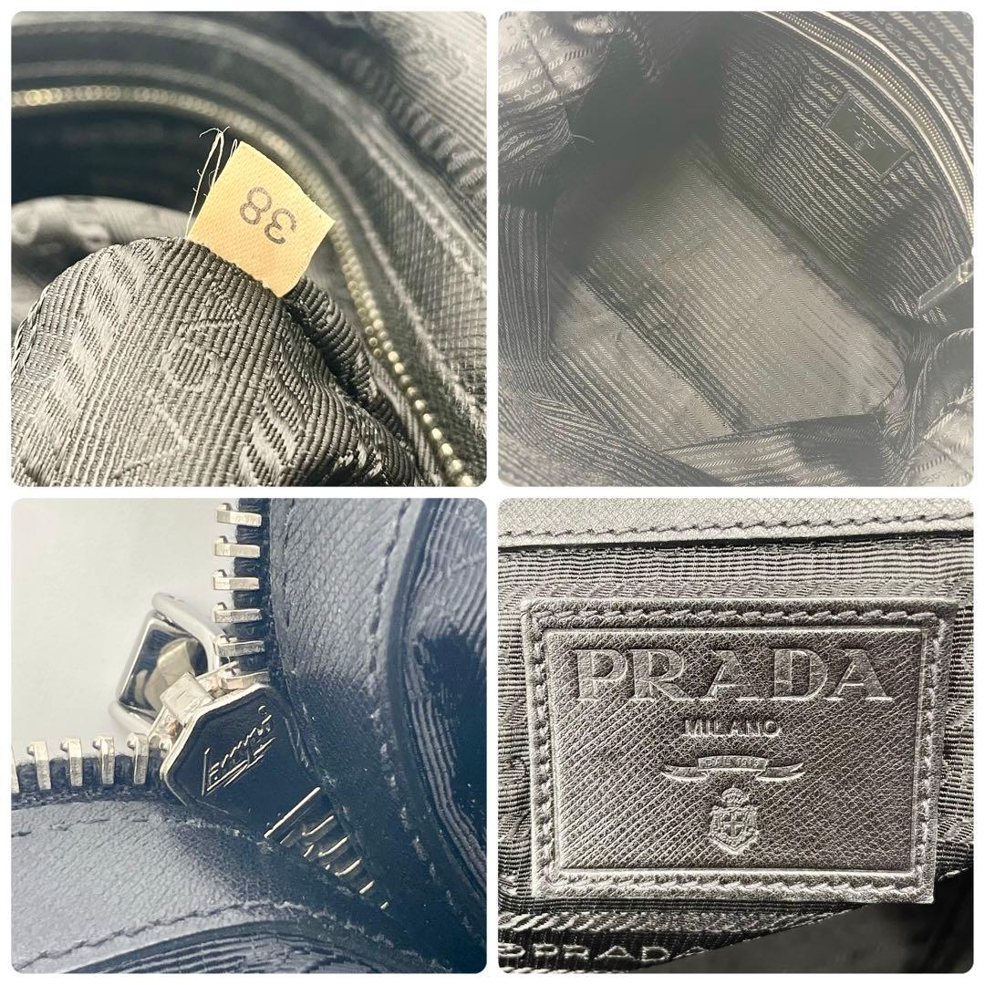 【美品】PRADAサフィアーノ ソフト ガレリア 三角ロゴ トートバッグ2way